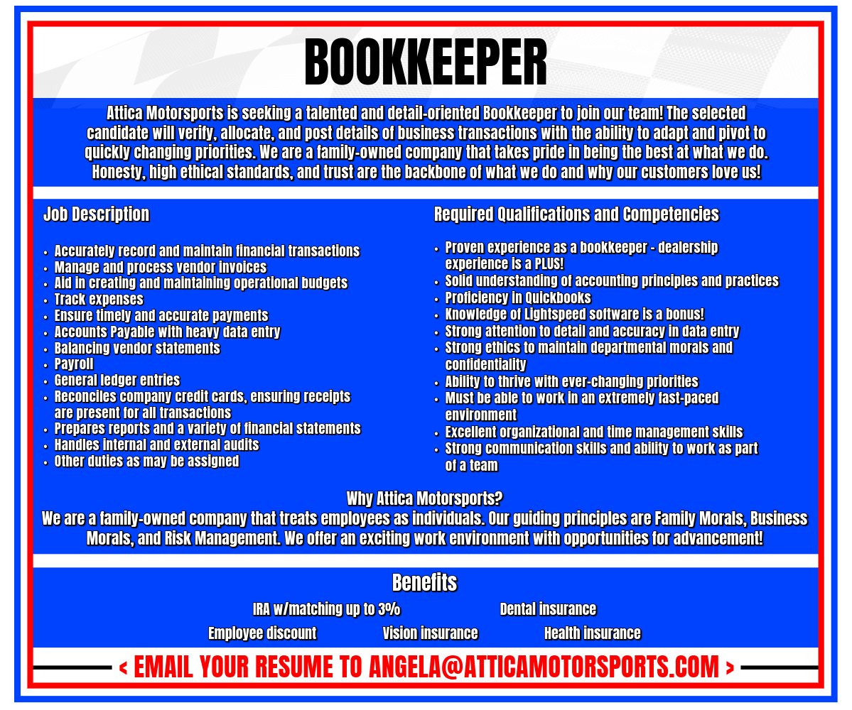 Employment Attica Motorsports Indiana